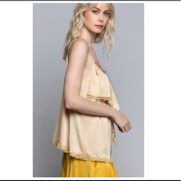 *SALE* POL Gold Satin Ruffle Camisole - Picture 5 of 8